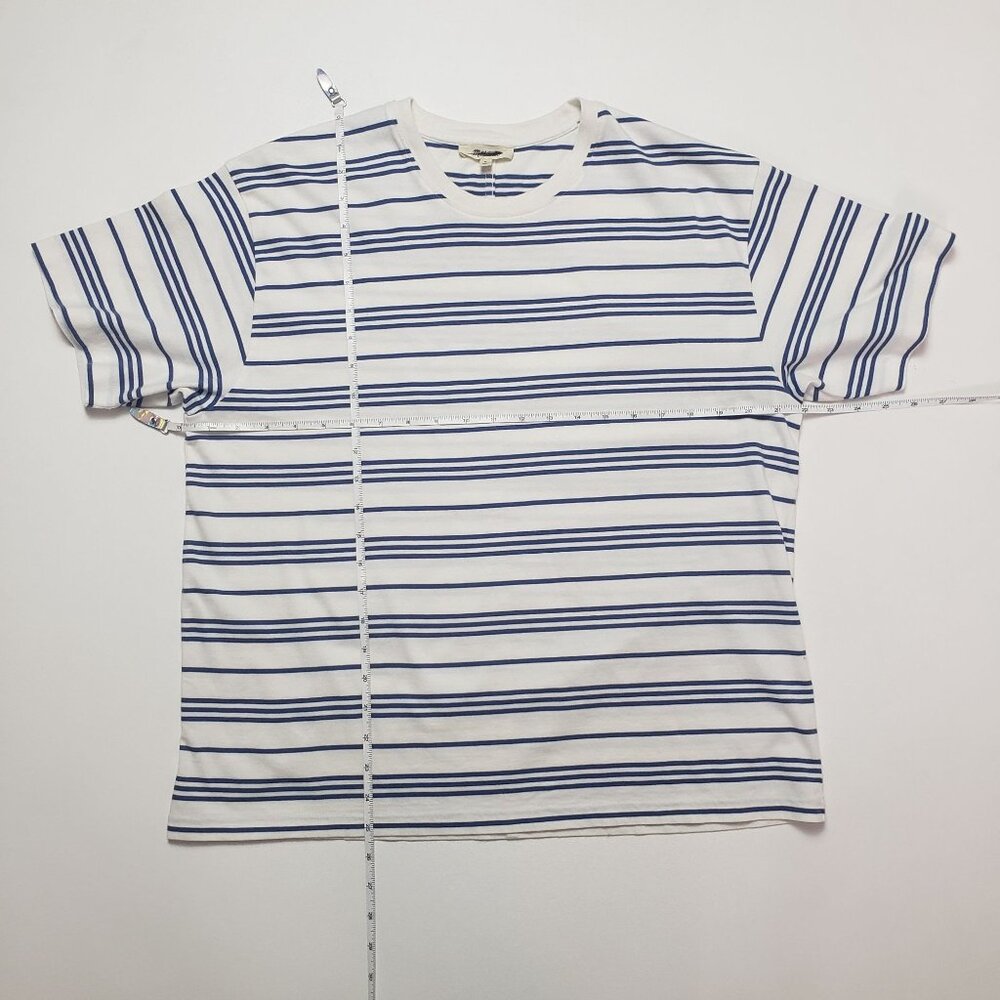 Madewell Cotton Relaxed Oversized Tee Women's Medium Lighthouse & Blue Stripe - Picture 5 of 16